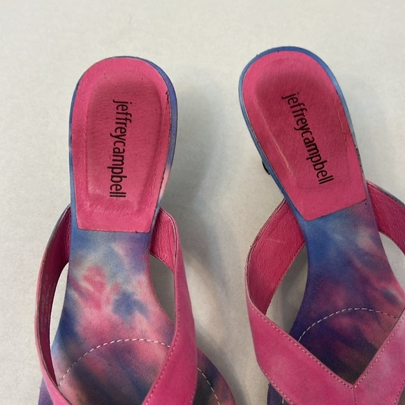 JEFFREY CAMPBELL COLORFUL TIE-DYE LEATHER KITTEN HEELS 7.5 - Picture 4 of 16
